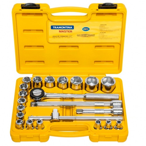 Jogo de soquete sextavado de 8 a 32 mm encaixe de 1/2 Jogo de soquete sextavado de 8 a 32 mm encaixe de 1/2