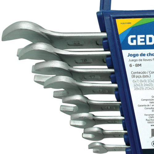 Jogos de chave fixas 6 a 22 mm aço cromo vanádio com 8 peças 6 - 8M Jogos de chave fixas 6 a 22 mm aço cromo vanádio com 8 peças 6 - 8M