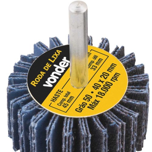 Roda de lixa 40 x 20 mm com haste grão 50 Roda de lixa 40 x 20 mm com haste grão 50