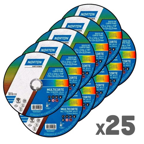 Kit 25 Discos de corte para multi materiais 4.1/2 x 3/64 x 7/8 Kit 25 Discos de corte para multi materiais 4.1/2 x 3/64 x 7/8