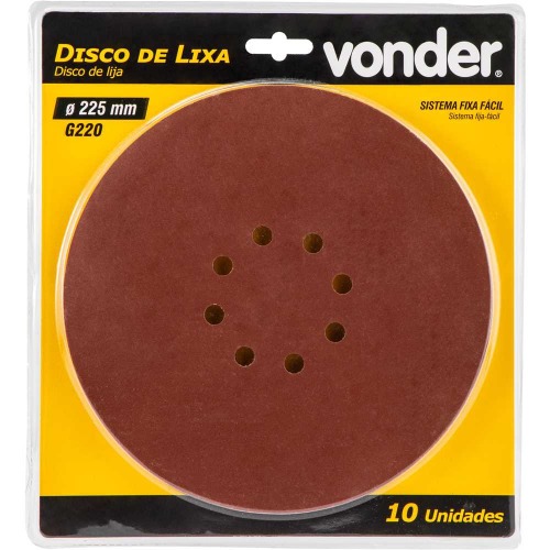 Disco de lixa com costado em pluma 225 mm grão 220 com 10 peças Disco de lixa com costado em pluma 225 mm grão 220 com 10 peças
