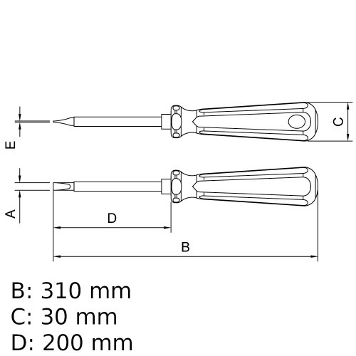 Chave de fenda isolada 1/4 x 8 Chave de fenda isolada 1/4 x 8