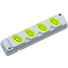 Tomada em barra para extensão com 4 tomadas 2P+T 20A cinza/verde - Robust Tomada em barra para extensão com 4 tomadas 2P+T 20A cinza/verde - Robust