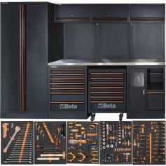 Armário Mobiliário para oficina tampo inox com kit 268 ferramentas - C45PRO 2.0X Armário Mobiliário para oficina tampo inox com kit 268 ferramentas - C45PRO 2.0X