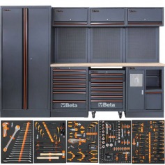 Armário Mobiliário para oficina tampo em madeira com kit 268 ferramentas - C45PRO 2.0W Armário Mobiliário para oficina tampo em madeira com kit 268 ferramentas - C45PRO 2.0W