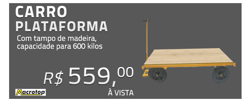 Carro plataforma com tampo em madeira capacidade de 600 kg - MP-600