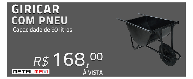 Giricar com pneu e c&acirc;mara com capacidade de 90 litros - Metalmaxi