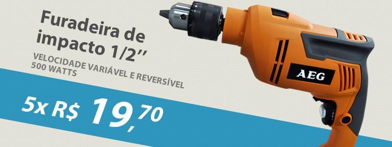 Furadeira de impacto 1/2´´ - velocidade variável e reversível - 500 watts