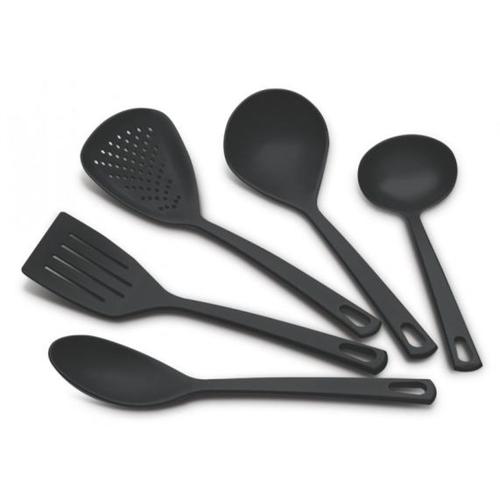 Jogo de utensílios em nylon preto com 5 peças Jogo de utensílios em nylon preto com 5 peças