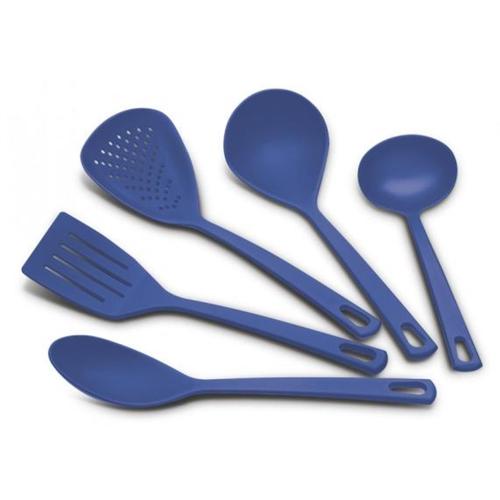 Jogo de utensílios em nylon azul com 5 peças Jogo de utensílios em nylon azul com 5 peças