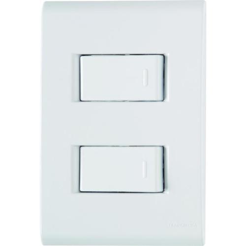 Conjunto 2 interruptores simples 4x2 branco - LIZ Conjunto 2 interruptores simples 4x2 branco - LIZ