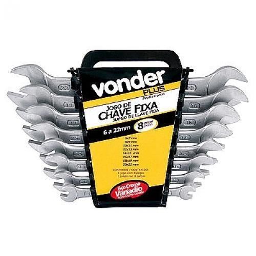 Jogo de chave fixa 6 a 22 mm aço cromo vanádio com 08 peças Jogo de chave fixa 6 a 22 mm aço cromo vanádio com 08 peças