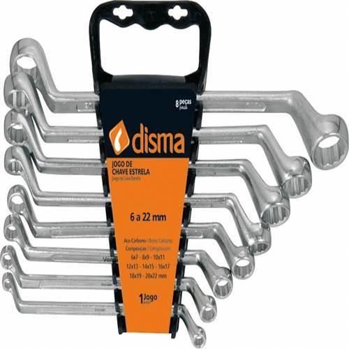 Jogo de chave estrela aço carbono 6 a 22 mm - 8 peças Jogo de chave estrela aço carbono 6 a 22 mm - 8 peças