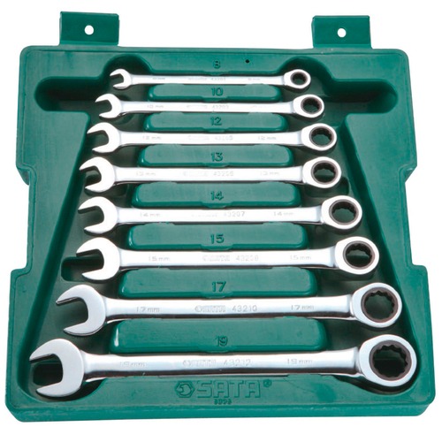 Jogo de chave combinada com catraca 8 a 19 mm 8 peças Jogo de chave combinada com catraca 8 a 19 mm 8 peças
