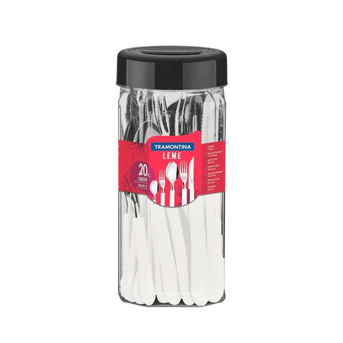Faqueiro em aço inox com 20 peças cabo branco - Leme Faqueiro em aço inox com 20 peças cabo branco - Leme