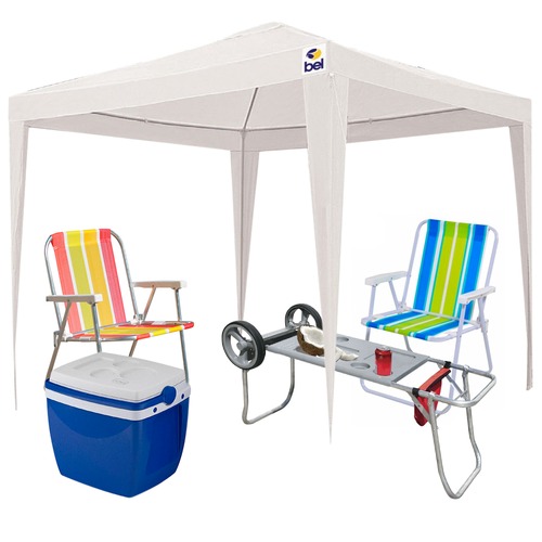 Kit praia com 2 Cadeiras + Gazebo + Cx térmica e Carrinho/Mesa Kit praia com 2 Cadeiras + Gazebo + Cx térmica e Carrinho/Mesa