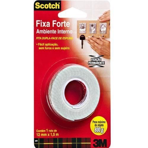 Fita adesiva dupla face fixa forte 12 mm x 1,5 metros - 109 Fita adesiva dupla face fixa forte 12 mm x 1,5 metros - 109