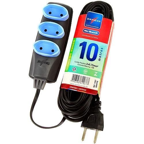 Extensão elétrica de 10 metros 2 x 0,75 mm - NO SHOCK Extensão elétrica de 10 metros 2 x 0,75 mm - NO SHOCK