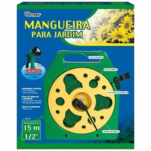 Mangueira chata para jardim 15 metros com suporte - M-15 Mangueira chata para jardim 15 metros com suporte - M-15
