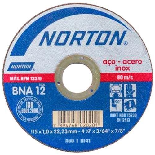 Disco de corte para inox 115 x 1,0 x 22,23 mm - BNA12 Disco de corte para inox 115 x 1,0 x 22,23 mm - BNA12