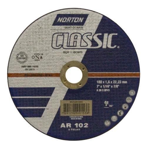 Disco de corte para aço carbono 180 x 1,6 x 22 mm - AR102 Disco de corte para aço carbono 180 x 1,6 x 22 mm - AR102