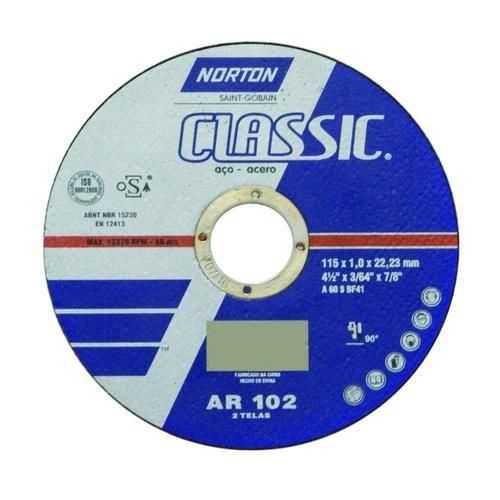 Disco de corte para aço carbono 115 x 1,6 x 22 mm - AR102 Disco de corte para aço carbono 115 x 1,6 x 22 mm - AR102