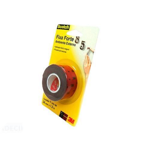 Fita adesiva dupla face fixa forte 24 mm x 1,5 metros - 4411 Fita adesiva dupla face fixa forte 24 mm x 1,5 metros - 4411