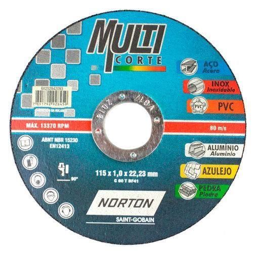 Disco de corte para inox 115 x 1,0 x 22,33 mm - MULTICORTE Disco de corte para inox 115 x 1,0 x 22,33 mm - MULTICORTE