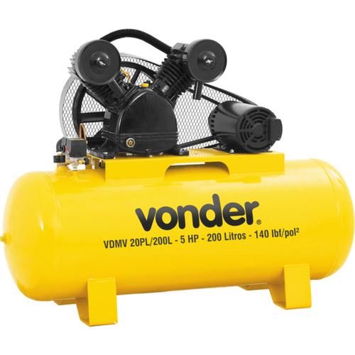 Compressor de ar de pistão 5 hp 200 litros trifásico - VDMV 20 PL/200L Compressor de ar de pistão 5 hp 200 litros trifásico - VDMV 20 PL/200L