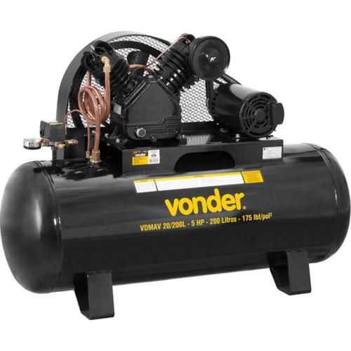 Compressor de ar de pistão 5 hp 200 litros trifásico - VDMAV 20/200L Compressor de ar de pistão 5 hp 200 litros trifásico - VDMAV 20/200L