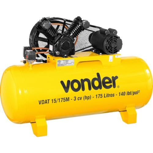 Compressor de ar baixa pressão 15 pés 175 litros monofásico - VDAT Compressor de ar baixa pressão 15 pés 175 litros monofásico - VDAT