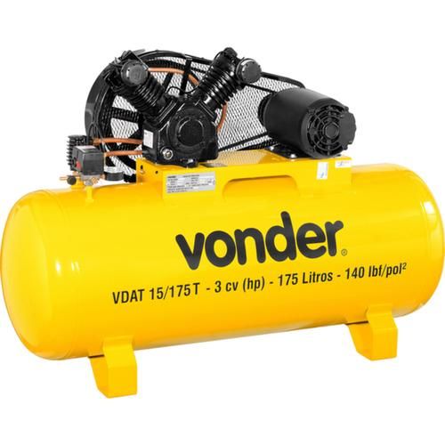 Compressor de ar baixa pressão 15 pés 175 litros trifásico - VDAT Compressor de ar baixa pressão 15 pés 175 litros trifásico - VDAT