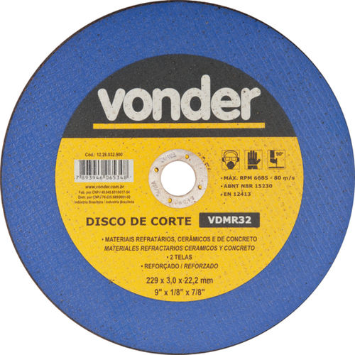 Disco de corte para materiais diversos 230 x 3,0 x 22,23 mm - VDMR32 Disco de corte para materiais diversos 230 x 3,0 x 22,23 mm - VDMR32