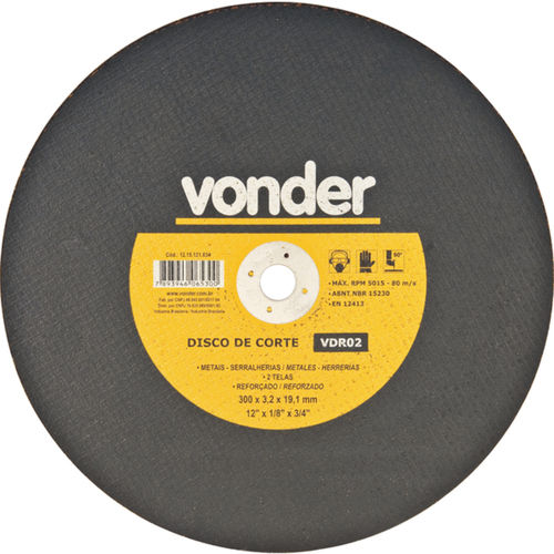 Disco de corte para metal 300 x 3,2 x 15,87 mm - VDR02 Disco de corte para metal 300 x 3,2 x 15,87 mm - VDR02