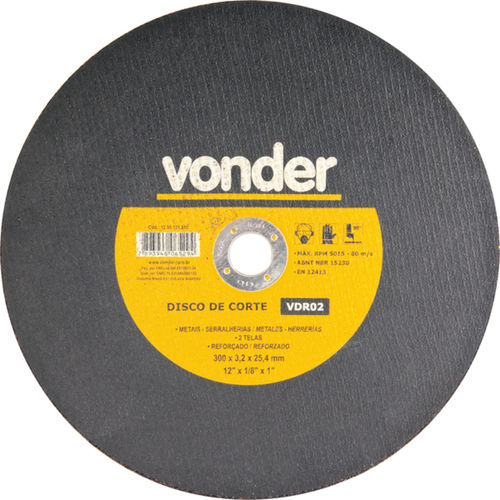 Disco de corte para meta 300 x 3,2 x 25,40 mm - VDR02 Disco de corte para meta 300 x 3,2 x 25,40 mm - VDR02