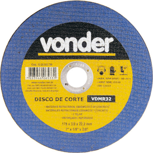 Disco de corte 180 x 3,0 x 22,23 mm - VDMR32 Disco de corte 180 x 3,0 x 22,23 mm - VDMR32
