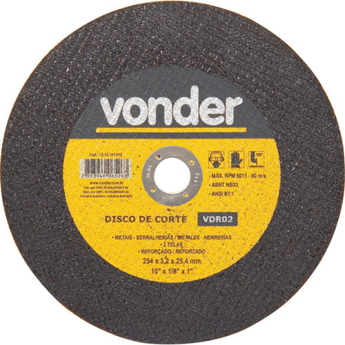 Disco de corte para metal 254 x 3,2 x 15,87 mm - VDR02 Disco de corte para metal 254 x 3,2 x 15,87 mm - VDR02