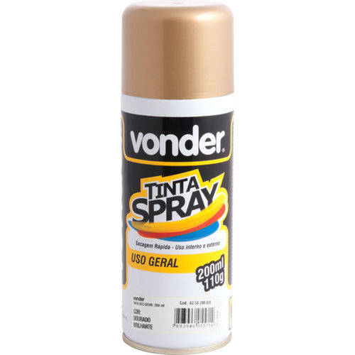 Tinta spray para uso geral dourado brilhante 200 ml Tinta spray para uso geral dourado brilhante 200 ml