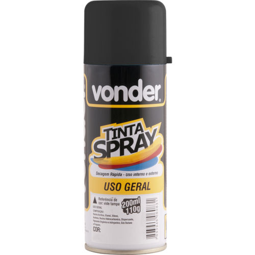 Tinta spray para uso geral preto brilhante 200 ml Tinta spray para uso geral preto brilhante 200 ml