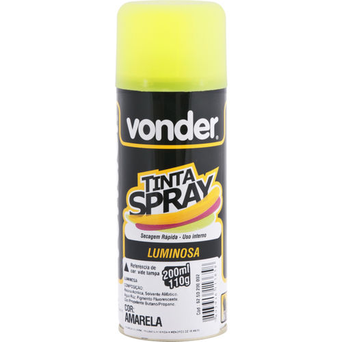 Tinta spray luminosa para uso geral amarelo limão fosco 200 ml Tinta spray luminosa para uso geral amarelo limão fosco 200 ml