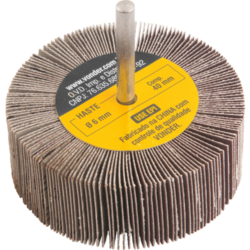 Roda de lixa 80 mm x 30 mm com haste grão 220 Roda de lixa 80 mm x 30 mm com haste grão 220