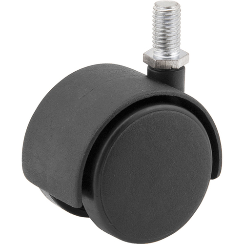 Rodízio giratório duplo de nylon com rosca 60 x 52 mm Rodízio giratório duplo de nylon com rosca 60 x 52 mm