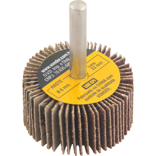 Roda de lixa 40 x 20 mm com haste grão 80 Roda de lixa 40 x 20 mm com haste grão 80