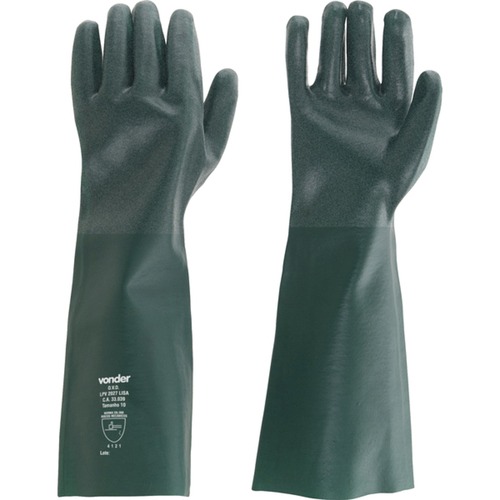 Luva de pvc áspera com forro 45 cm verde pacote com 5 pares Luva de pvc áspera com forro 45 cm verde pacote com 5 pares