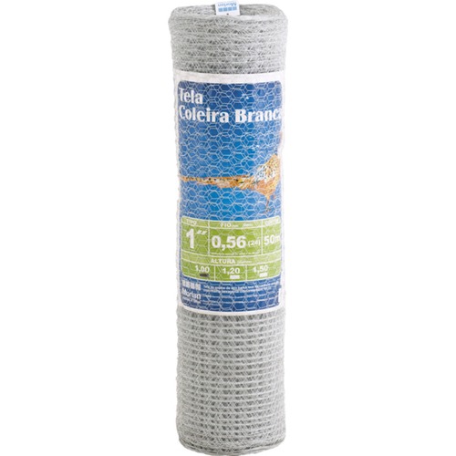 Tela metálica para pinteiro fio 24 BWG x 1,0 m rolo com 50 metros Tela metálica para pinteiro fio 24 BWG x 1,0 m rolo com 50 metros