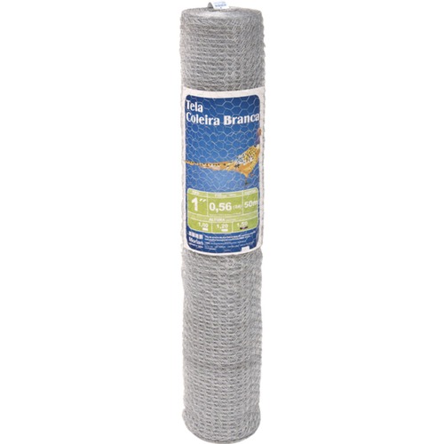Tela metálica para pinteiro fio 24 BWG x 1,5 m rolo com 50 metros Tela metálica para pinteiro fio 24 BWG x 1,5 m rolo com 50 metros