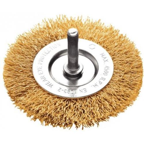 Escova de aço circular arame ondulado com haste 3 x 1/4 Escova de aço circular arame ondulado com haste 3 x 1/4