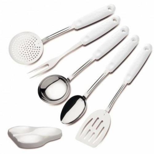 Conjunto de utensílios com 6 peças branco Conjunto de utensílios com 6 peças branco