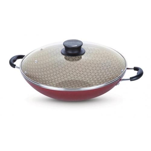 Panela wok antiaderente e tampa vermelho capacidade 6,6 litros - PARIS Panela wok antiaderente e tampa vermelho capacidade 6,6 litros - PARIS