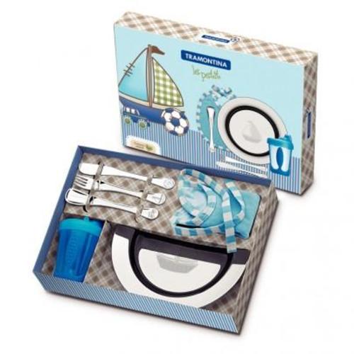 Conjunto infantil em aço inox azul com 6 peças - Le Petit Conjunto infantil em aço inox azul com 6 peças - Le Petit